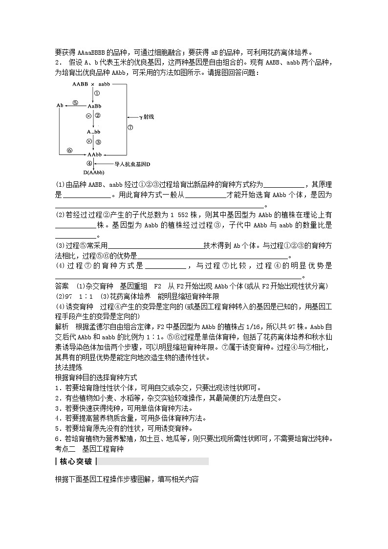 高三生物（人教版通用）一轮复习教案--- 第24讲 从杂交育种到基因工程第3页