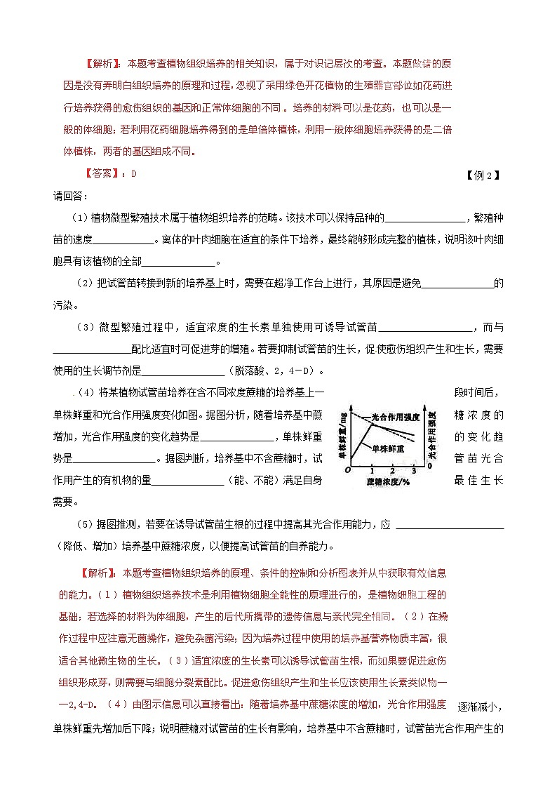 高考生物复习夺标学案：专题19 克隆技术02