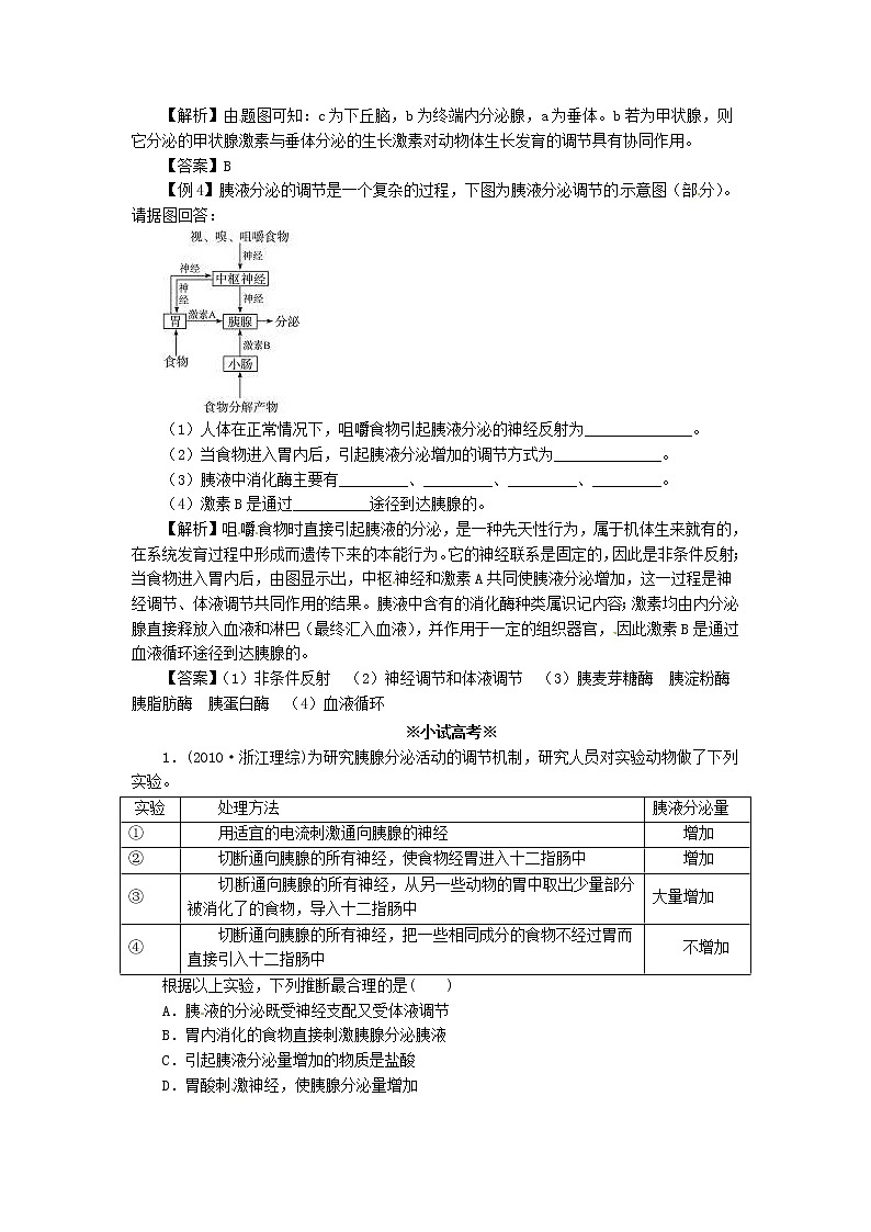 高中生物《2.2 通过激素的调节》同步练习（含解析） 新人教版必修302