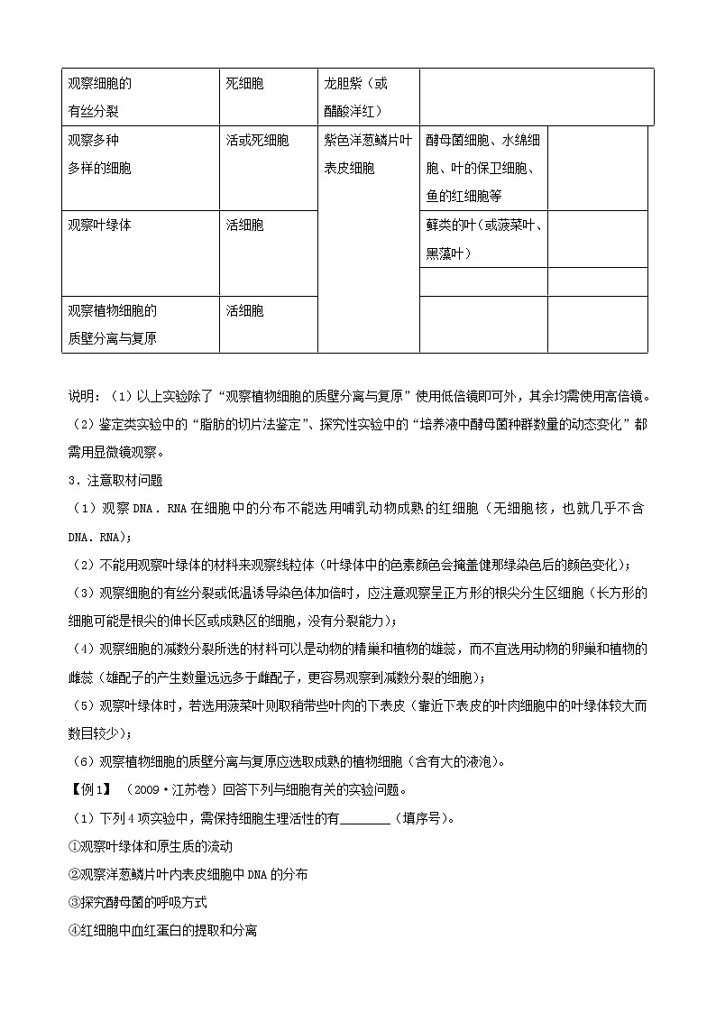 高三生物复习学案：专题7 实验与探究02
