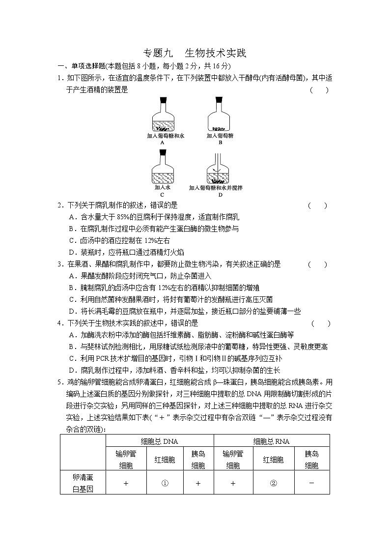 专题9　生物技术实践 训练01