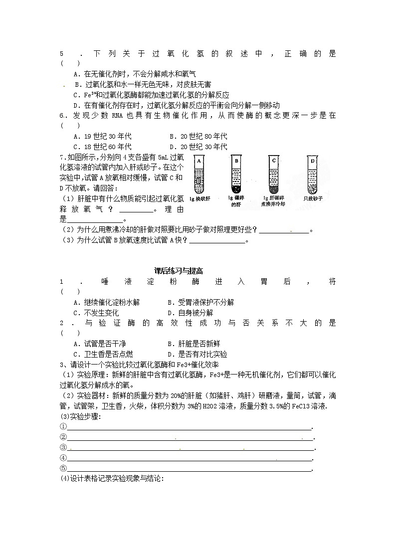 必修一第五章第1节《降低化学反应活化能的酶（一）》导学案03