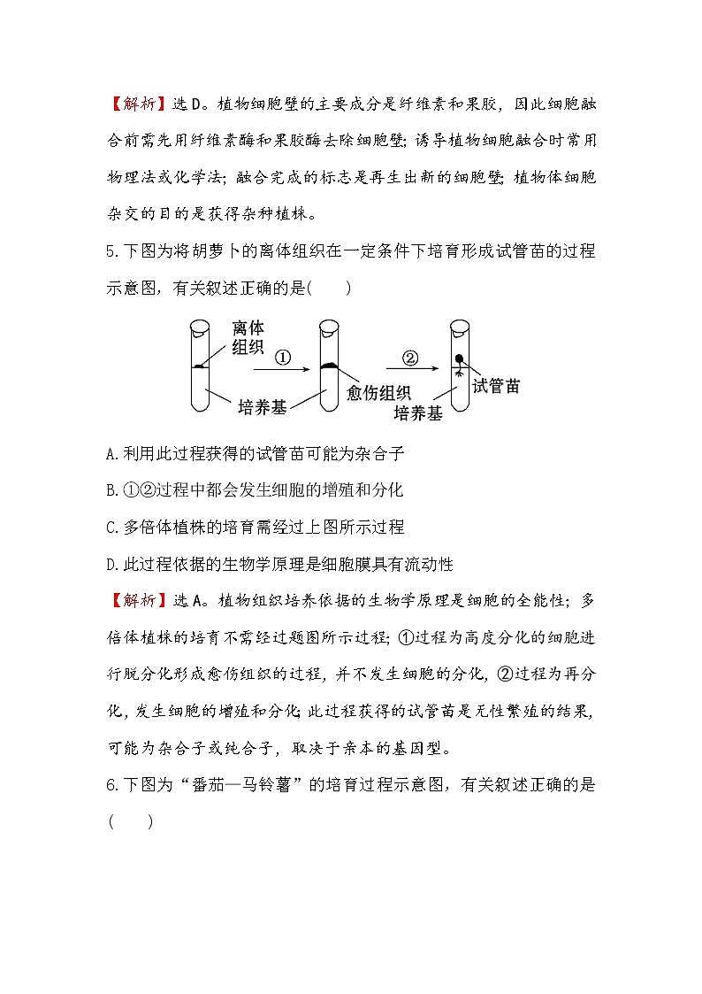 高二生物人教版选修三练习：2.1.1 植物细胞工程的基本技术 2 word版含解析03