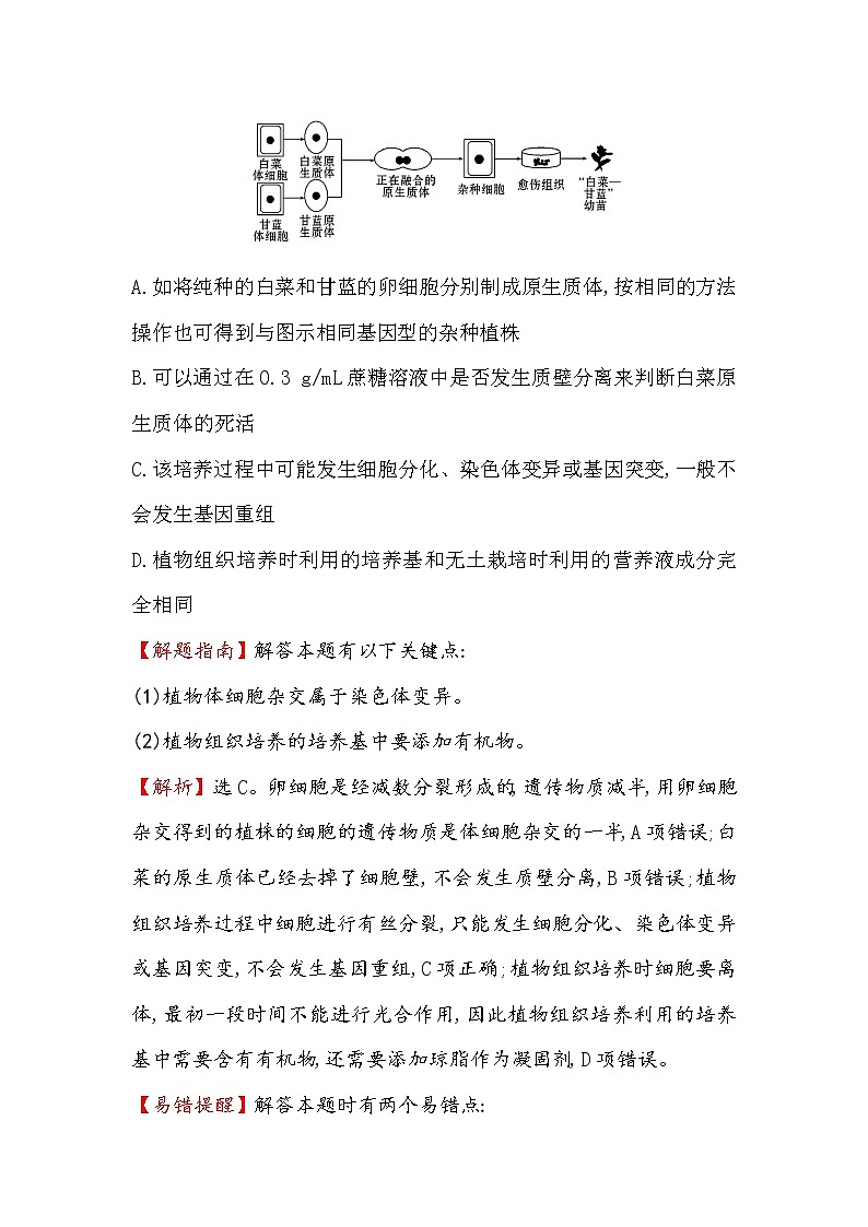 高二生物人教版选修三练习：2.1.1 植物细胞工程的基本技术 1 word版含解析03