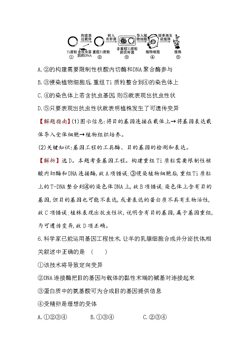 高二生物人教版选修三练习：1.3 基因工程的应用 1 word版含解析第3页