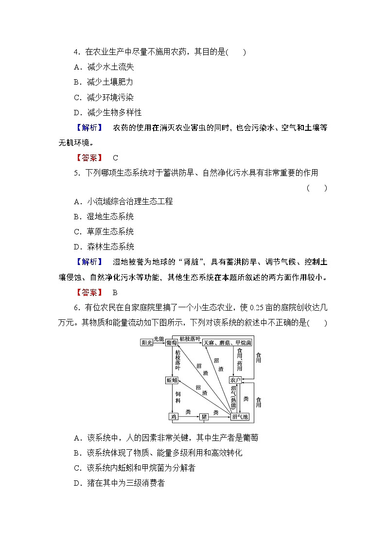 2018版高中生物（人教版）选修3同步练习题：专题5   5.2生态工程的实例和发展前景 学业分层测评15第2页