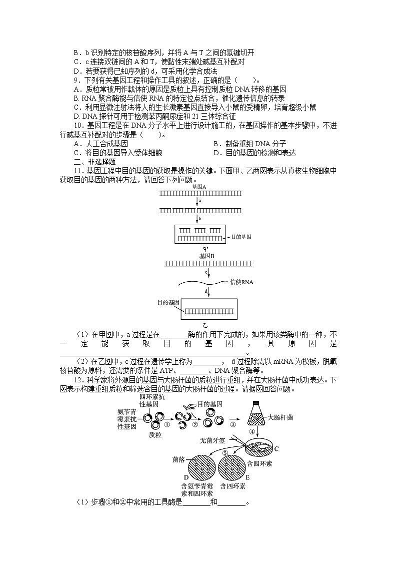 生物人教版选修3课后训练 1.2基因工程的基本操作程序 （1） Word版含解析第2页