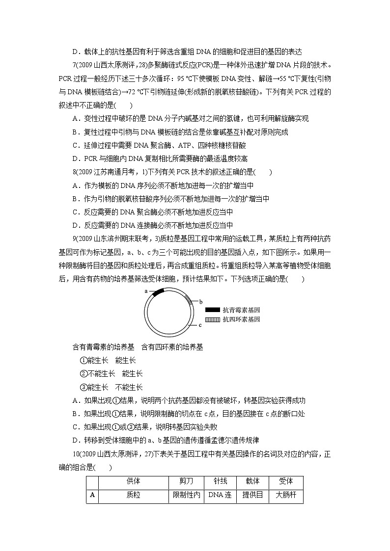 生物人教版选修3自我小测 1.2基因工程的基本操作程序 Word版含解析02