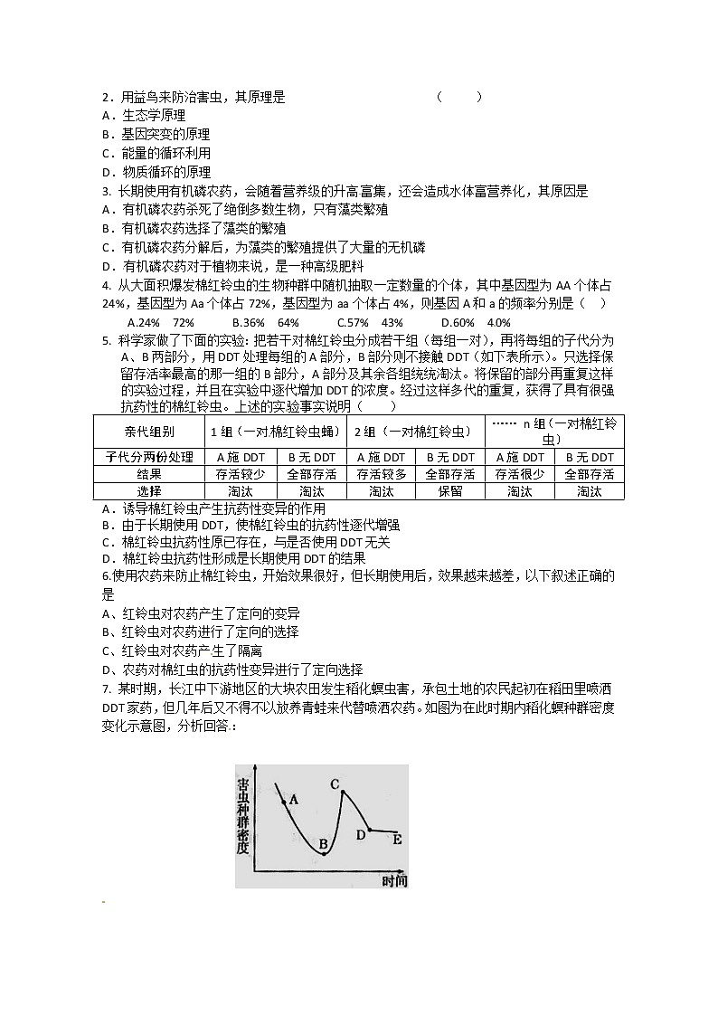 生物：2.3《植物病虫害的防治原理和方法》测试（新人教版选修2）02