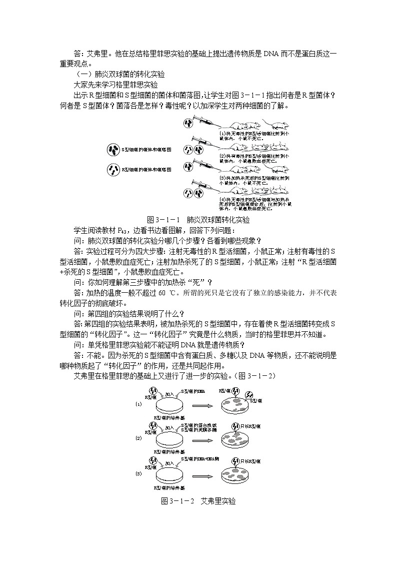人教版高中生物必修2示范教案：3-1 dna是主要的遗传物质03