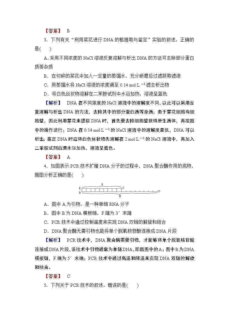高中生物人教版选修一专题综合测评5第2页
