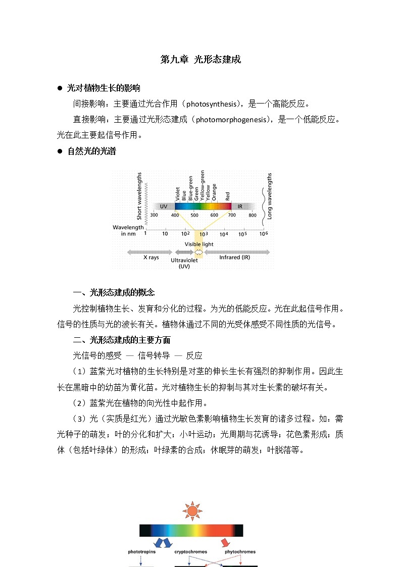 高中生物竞赛教程 第9章 光形态建成01