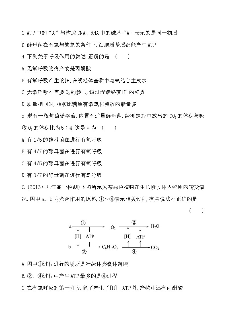新人教版高中生物必修一 单元质量评估（三） 试卷02