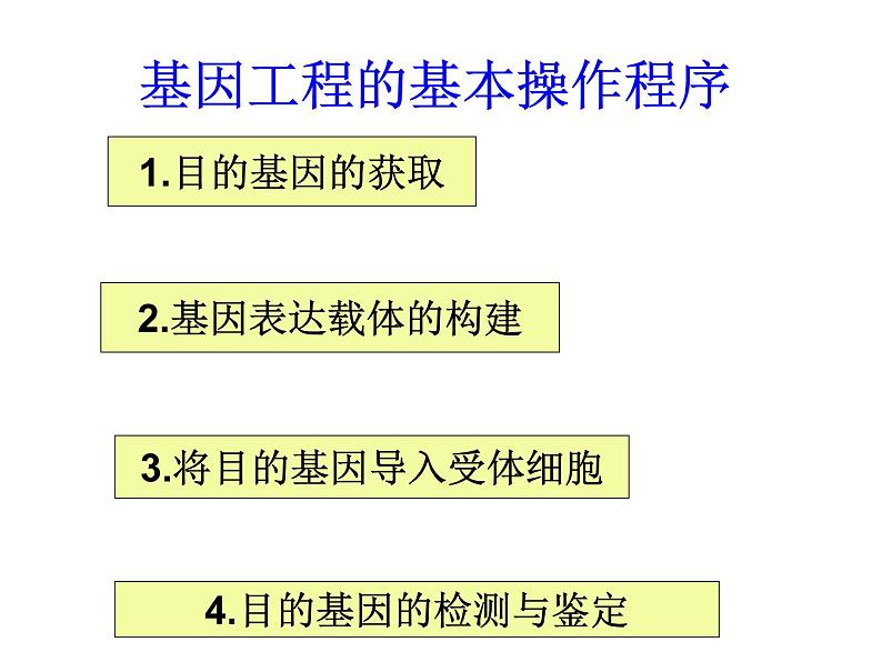 生物：1.2《基因工程的基本操作程序》课 件（新人教版选修3） 课件02