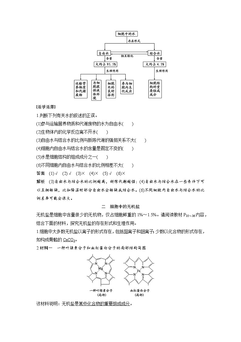 生物人教版必修1习题：2.5 细胞中的无机物 word版含解析02