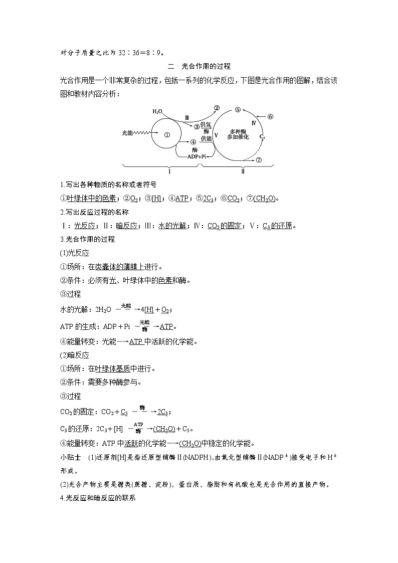 生物人教版必修1习题：5.4.2 光合作用的探究历程、光合作用的过程 word版含解析03