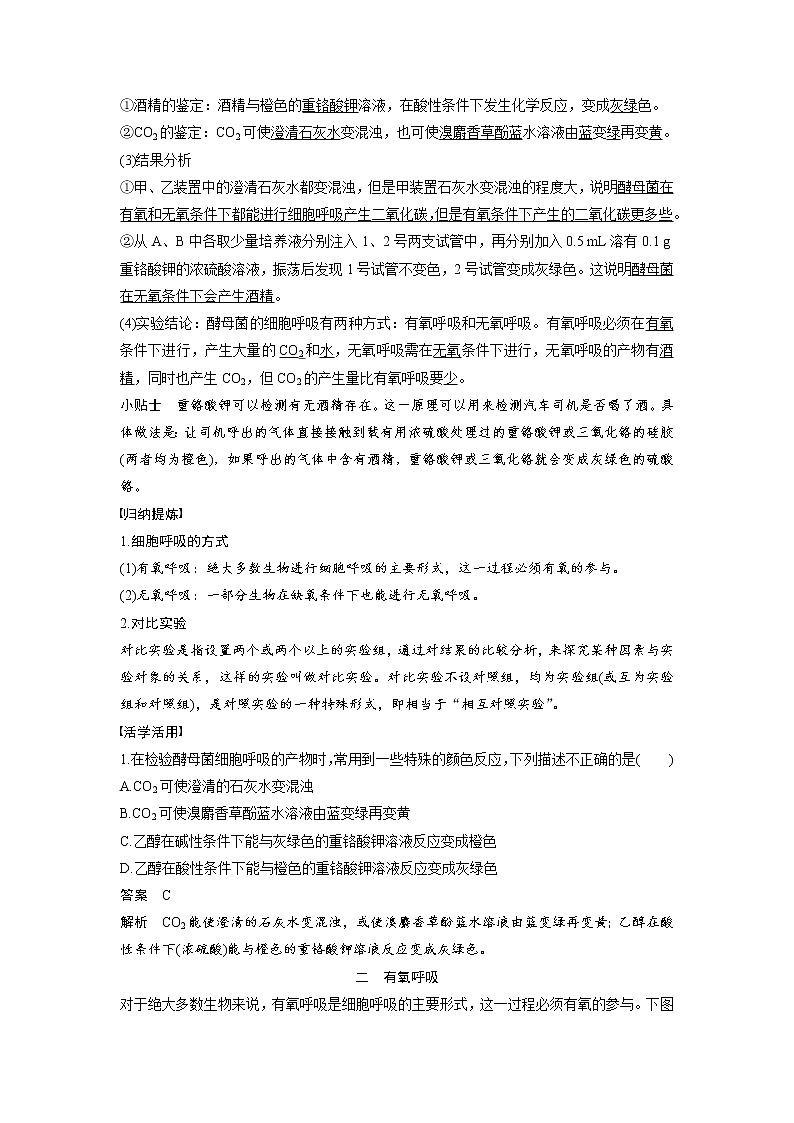 生物人教版必修1习题：5.3 atp的主要来源——细胞呼吸（一） word版含解析02