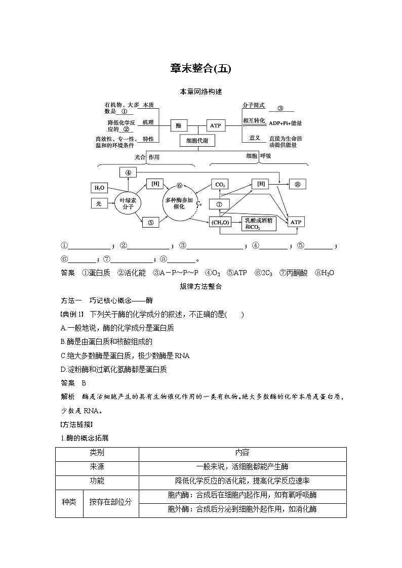 生物人教版必修1习题：章末整合（五） word版含解析01