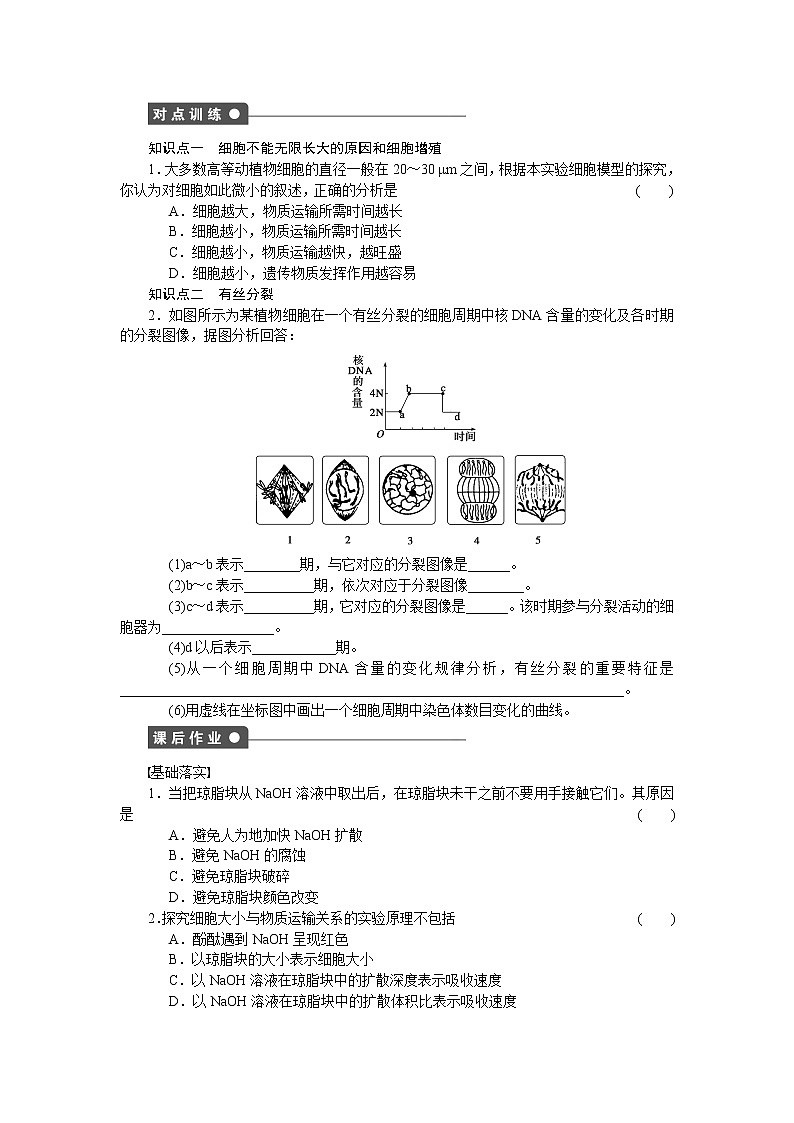 生物人教版必修1对点训练：6.1.1 细胞周期和植物细胞的有丝分裂过程 word版含解析02