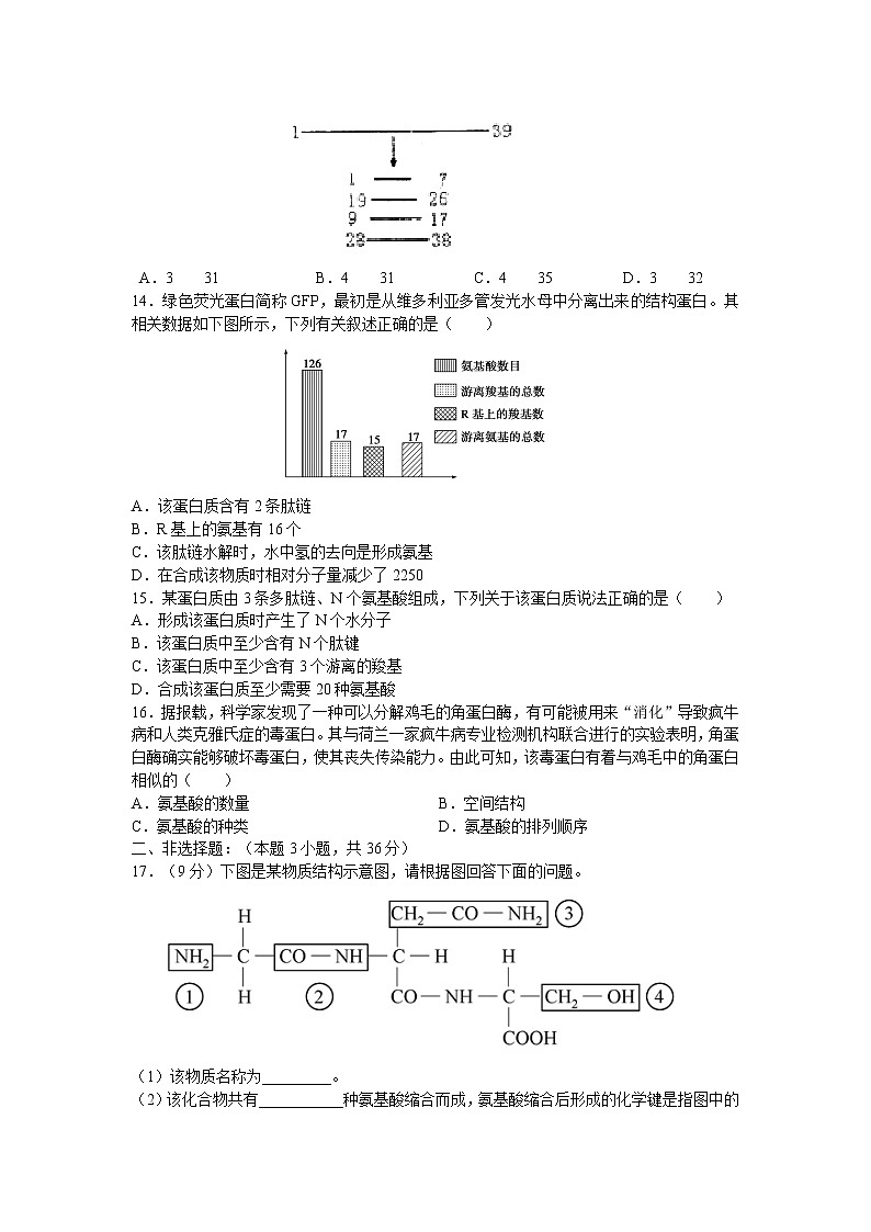 新人教版高中生物必修一《生命活动的主要承担者——蛋白质》测试题03
