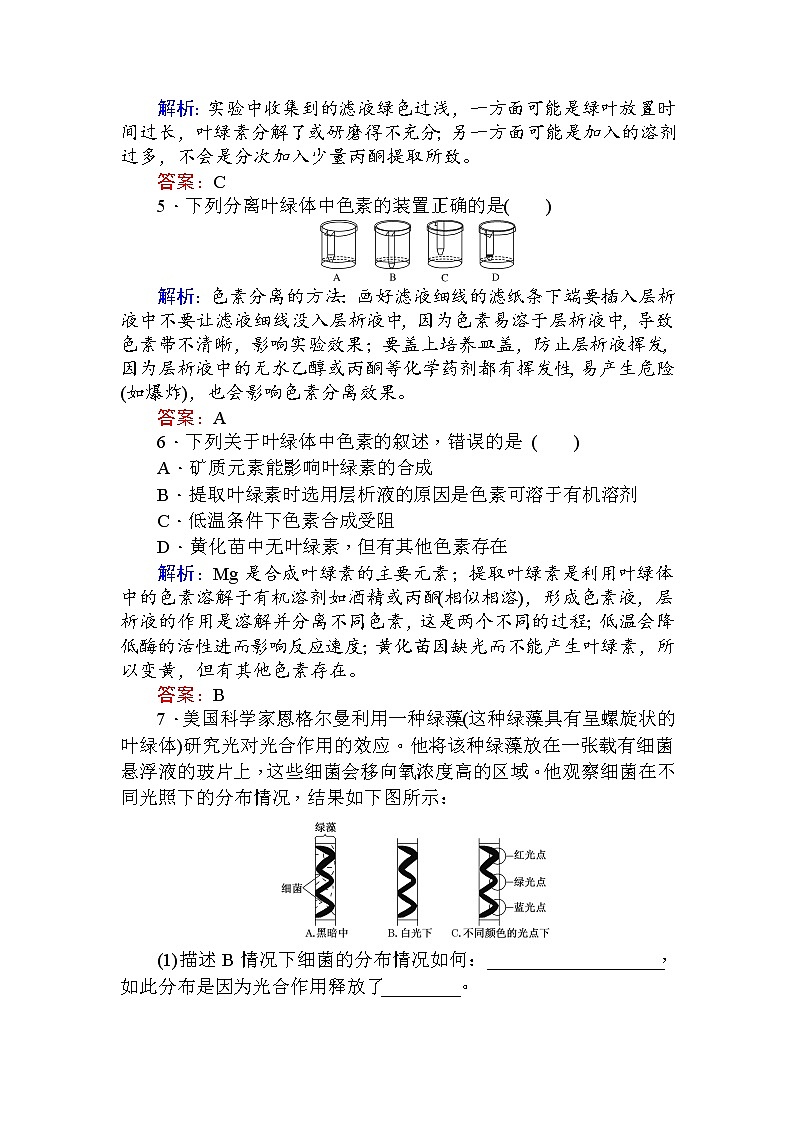 高中生物必修1（新课标）分层落实训练：5.4能量之源——光与光合作用.1+Word版含解析02