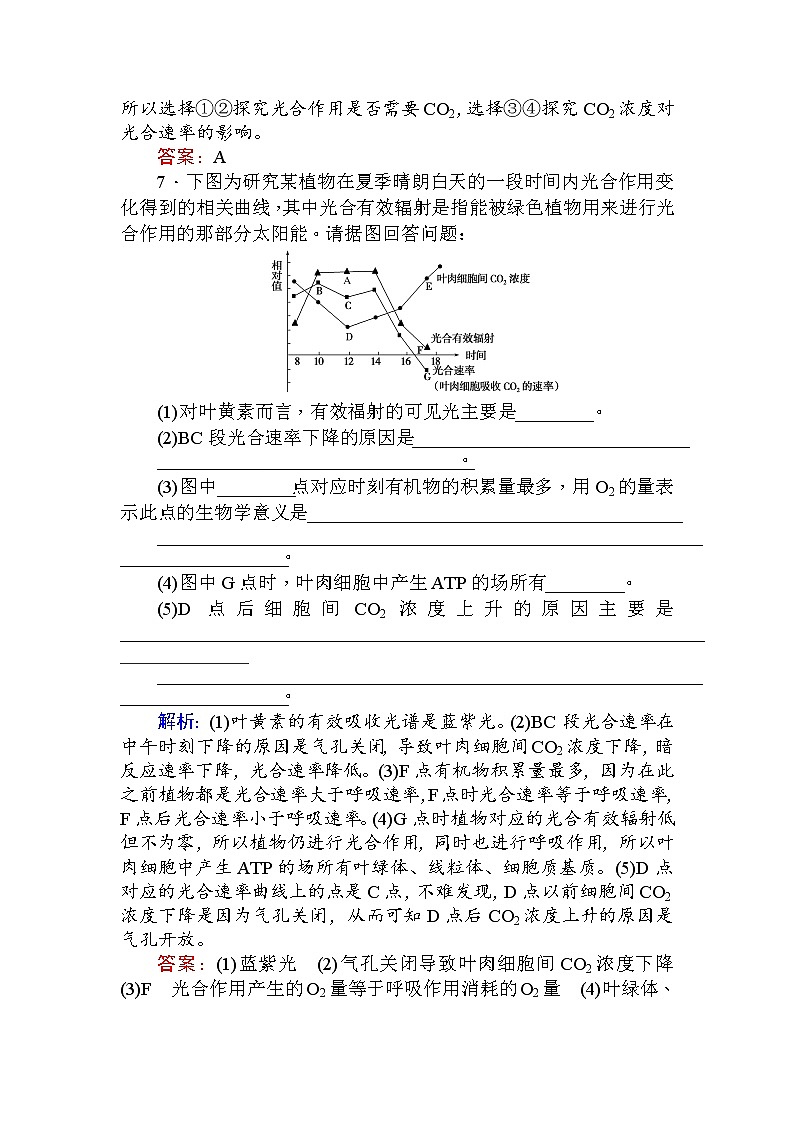 高中生物必修1（新课标）分层落实训练：5.4能量之源——光与光合作用.2+Word版含解析03