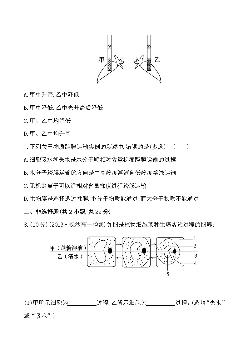 新人教版高中生物必修一课时提升卷(十一)  第4章  第1节03