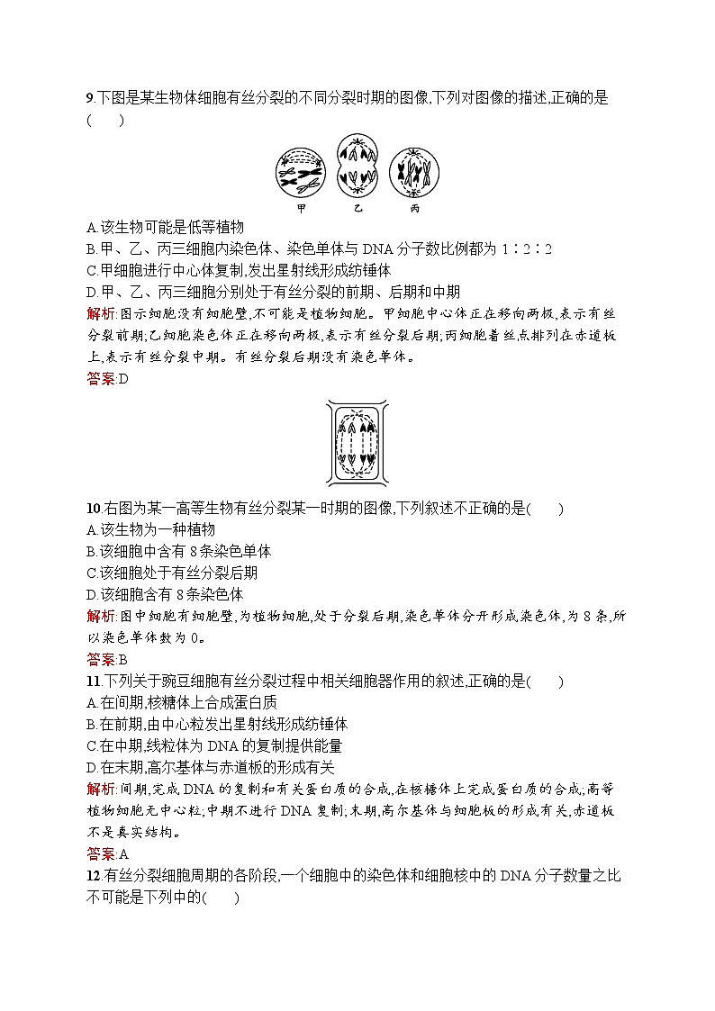 生物人教版必修1练习：6.1 细胞的增殖 word版含解析03