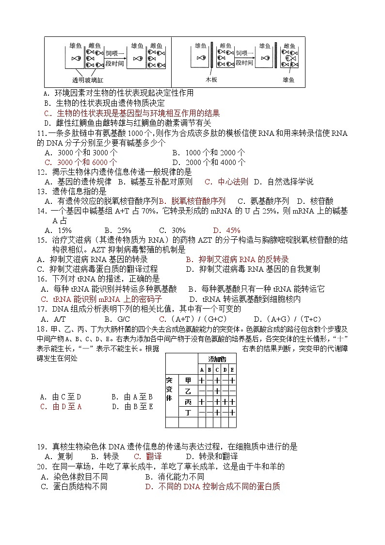海南省文昌中学生物必修2第3、4单元测试第2页