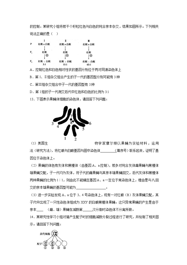 高一生物必修二课时训练：+2.2+基因在染色体上+Word版含答案03