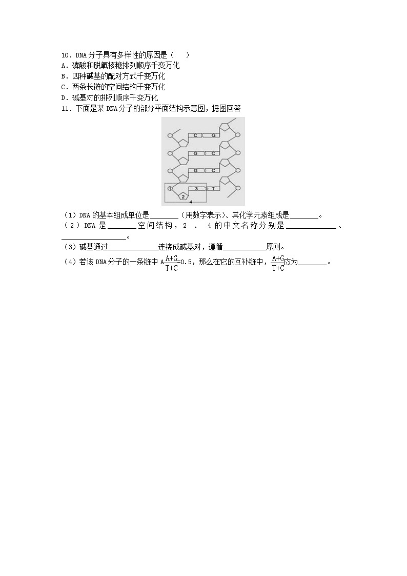 高一生物必修二课时训练：+3.2+DNA分子的结构+Word版含答案02