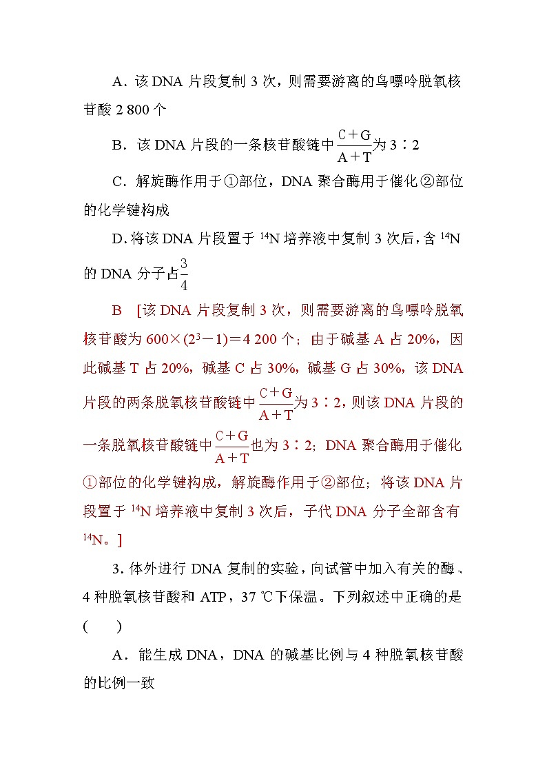 高中生物必修二第三章+第3、4节+DNA的复制、基因是有遗传效应的DNA片段+课时作业九+Word版含答案 练习02