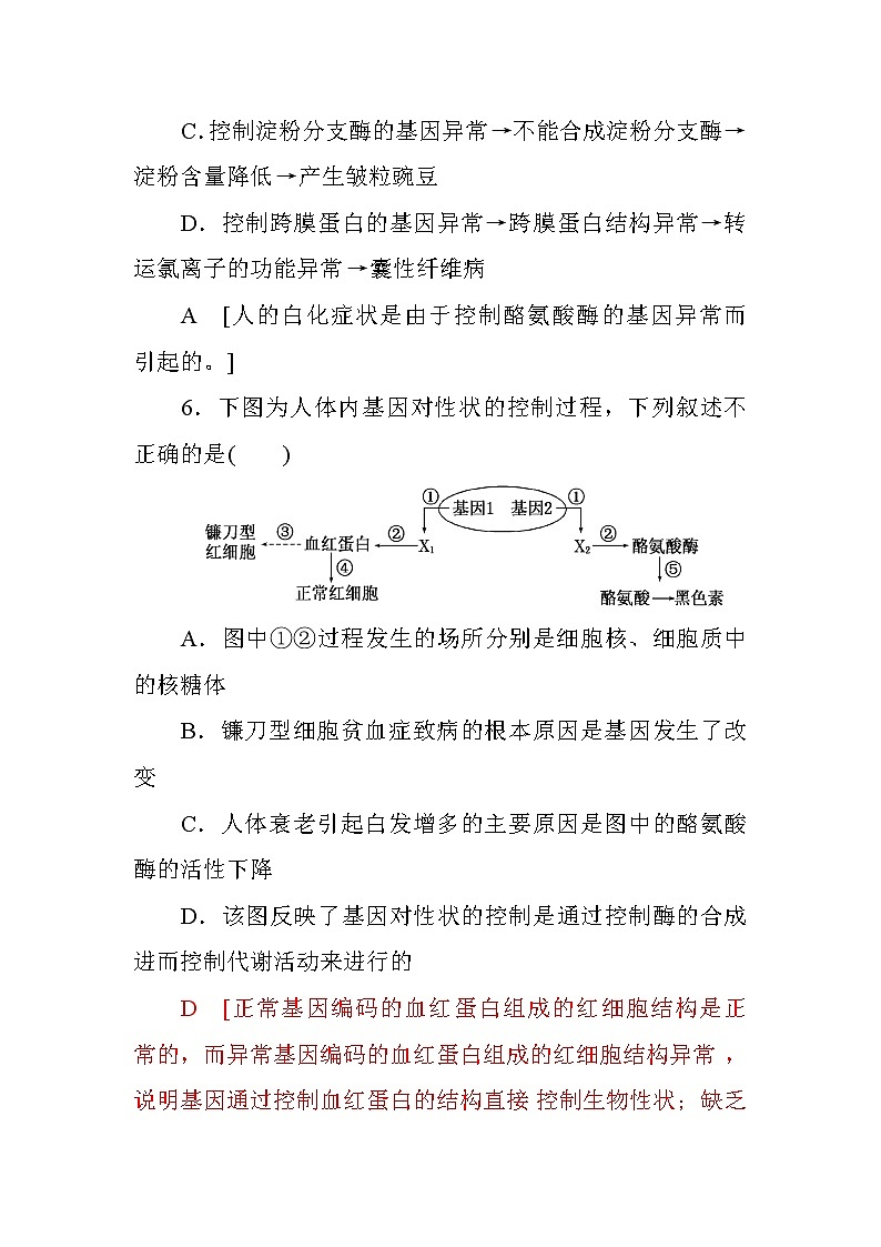 高中生物必修二第四章+第2节+基因对性状的控制+课时作业十一+Word版含答案 练习03