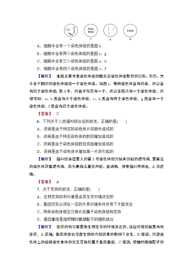 高中生物（人教版）必修2同步练习题：章末综合测评503