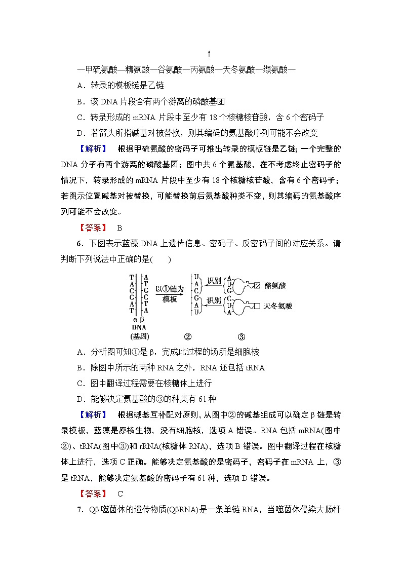 高中生物（人教版）必修2同步练习题：章末综合测评403