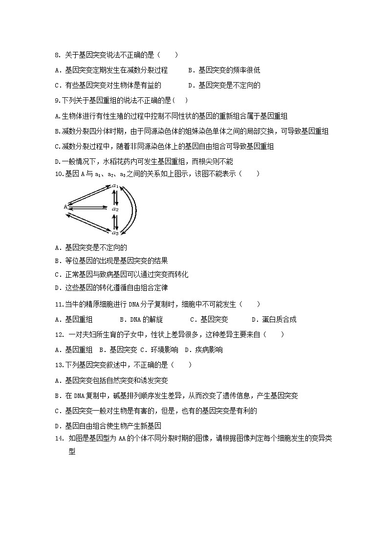 （人教版）高一生物必修二同步练习 5.1基因突变和基因重组 word版含答案第2页