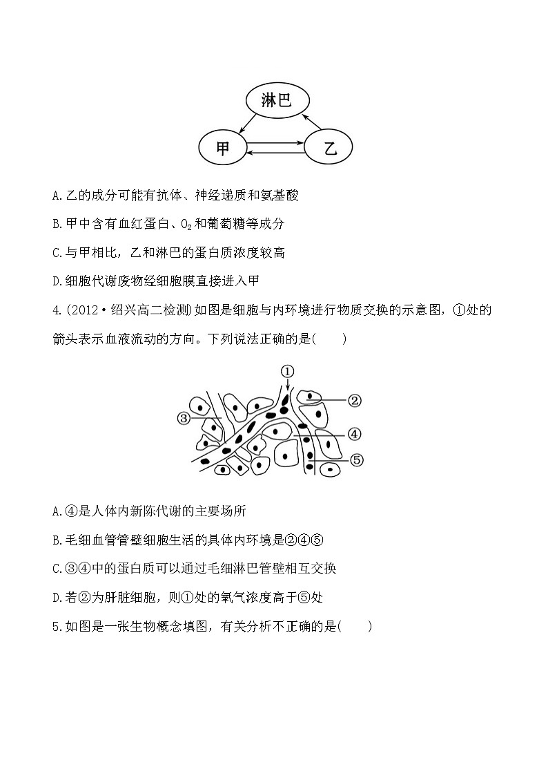 新人教版高中生物必修三单元质量评估(一) 试卷02