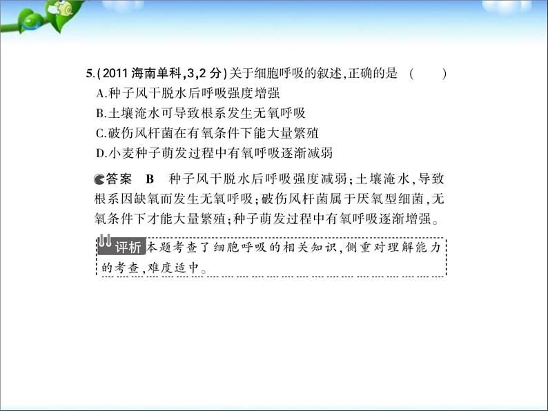 高考生物一轮复习课件：专题5_细胞呼吸第7页