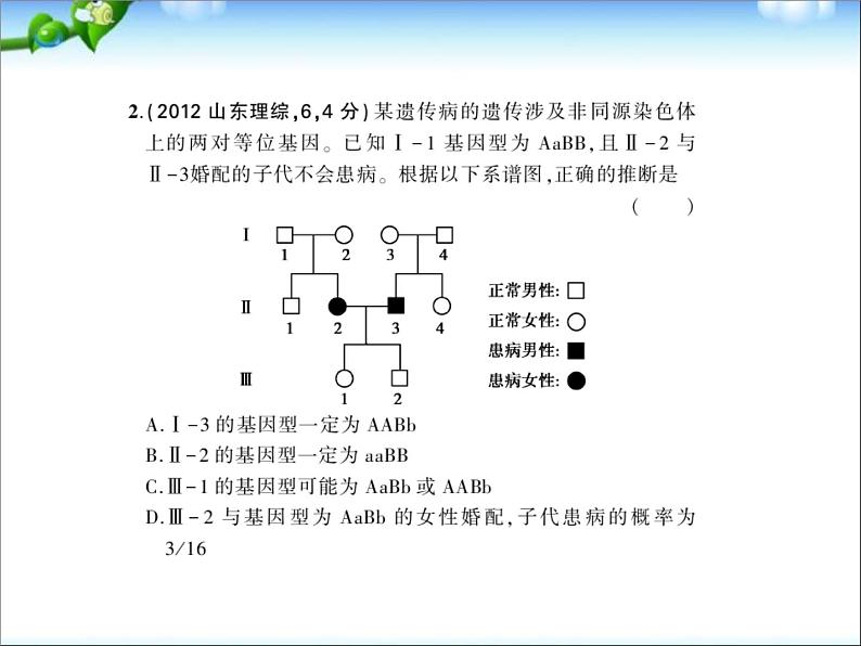 高考生物一轮复习课件：专题12_基因的自由组合定律04