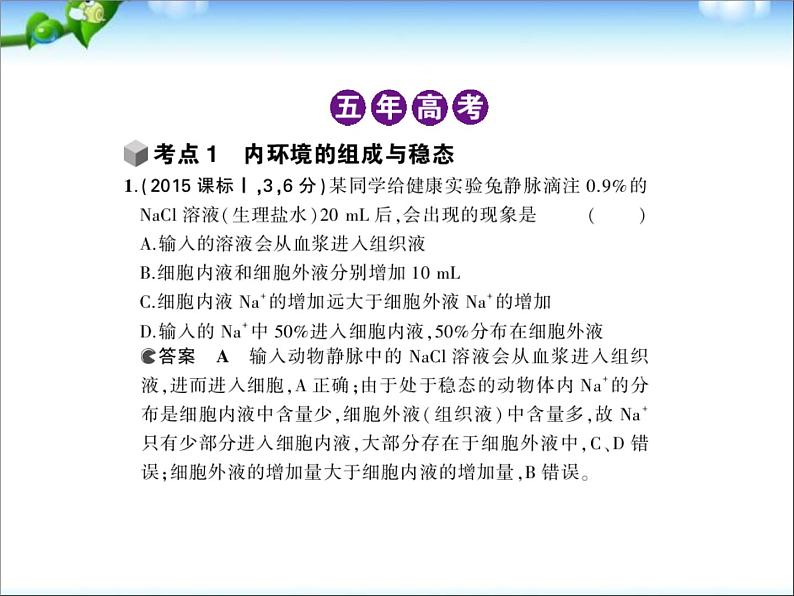 高考生物一轮复习课件：专题17-人体内环境的稳态与调节第2页