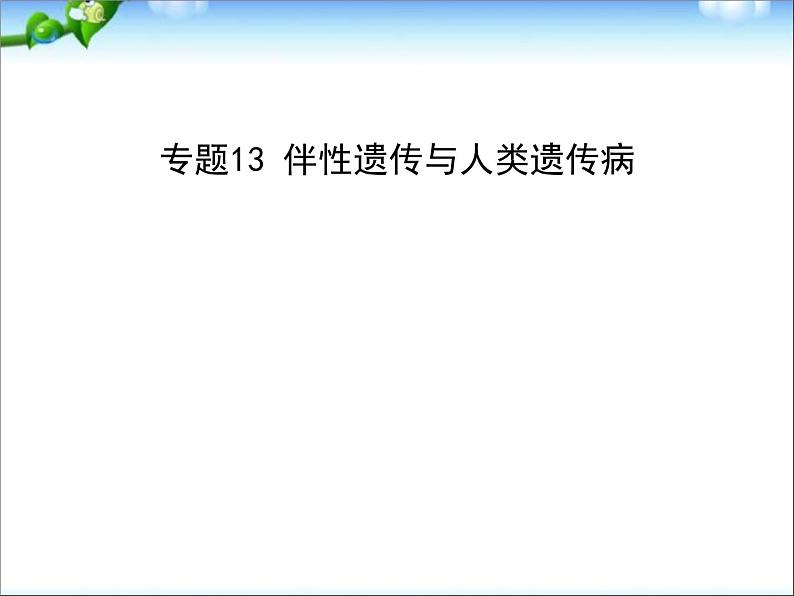 高考生物一轮复习课件：专题13_伴性遗传与人类遗传病01