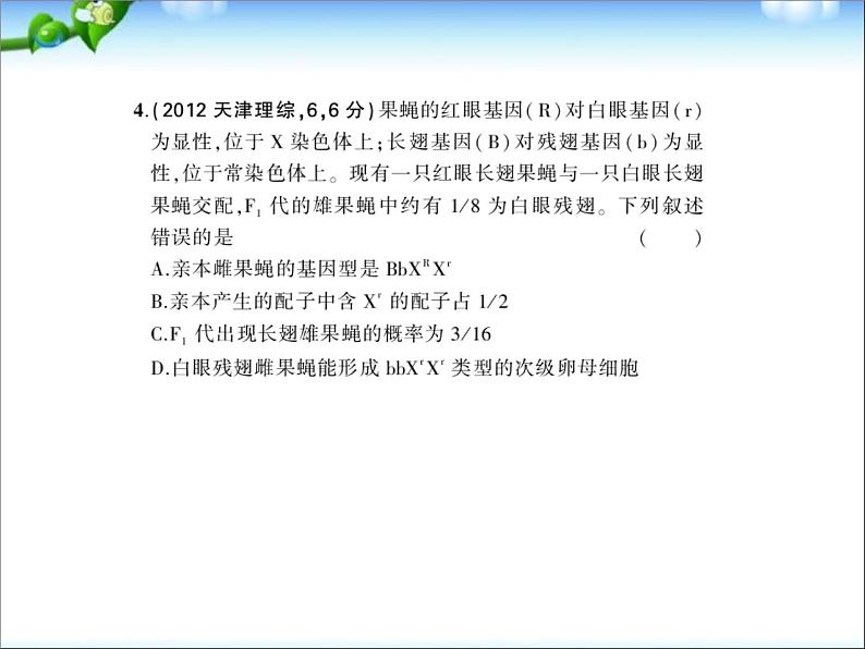 高考生物一轮复习课件：专题13_伴性遗传与人类遗传病06