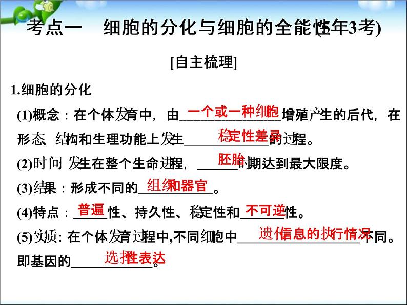 高考生物一轮复习_第4单元_细胞的生命历程_第13讲_细胞的分化、衰老、凋亡和癌变课件02