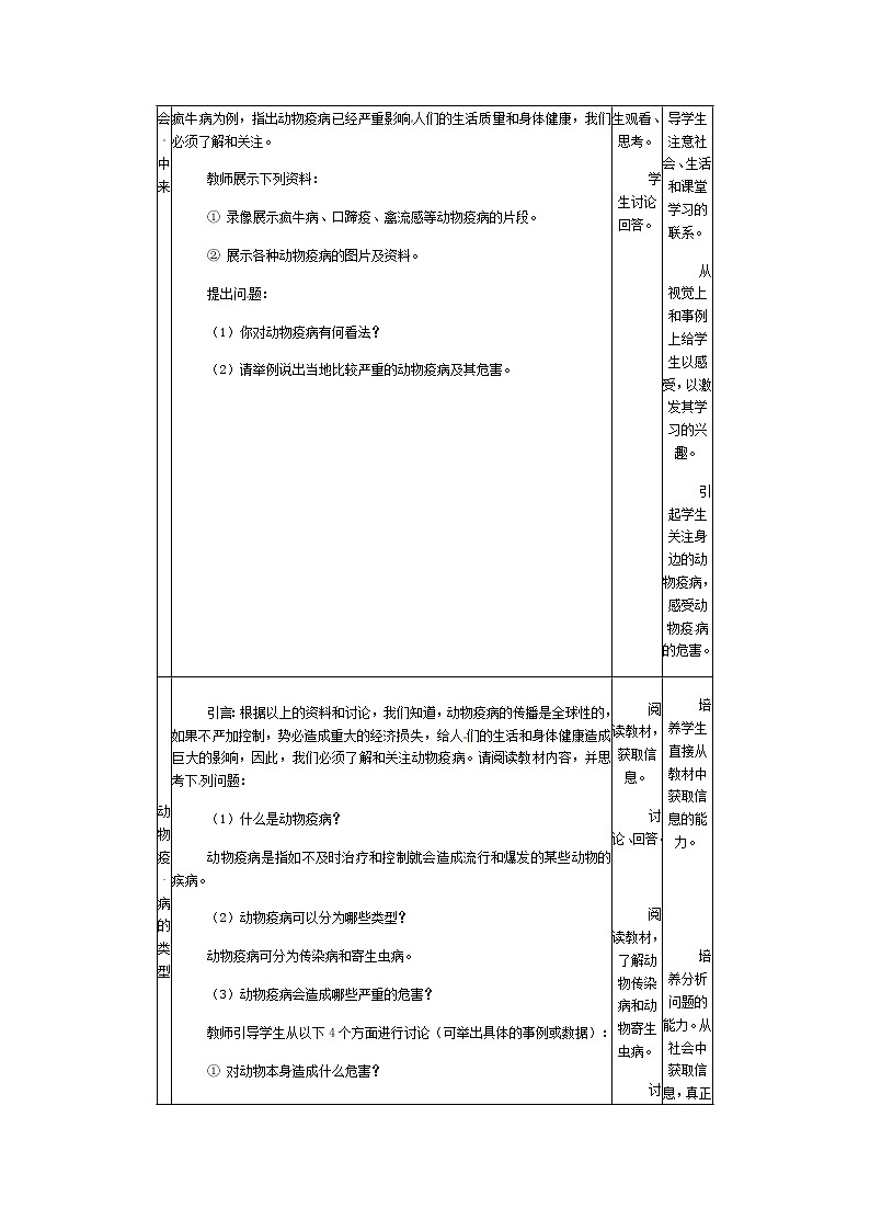 生物：2.4《动物疫病的控制》教案（新人教版选修2）02