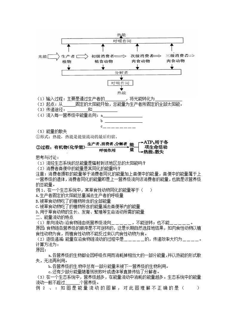 人教版（新课标）高中生物必修三第五章第2节《生态系统的能量流动》导学案02