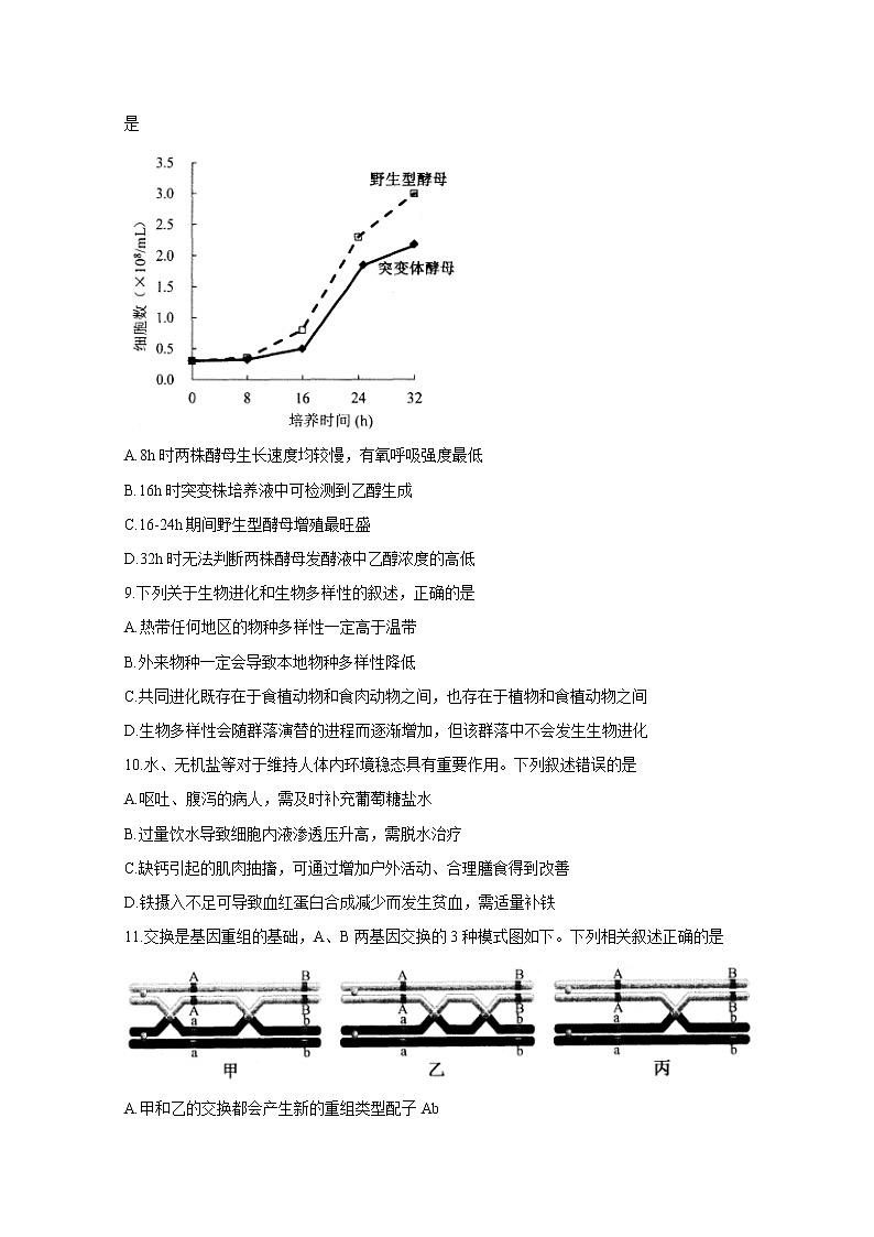 2021年八省联考江苏省生物试卷及答案解析（原卷+解析卷）03