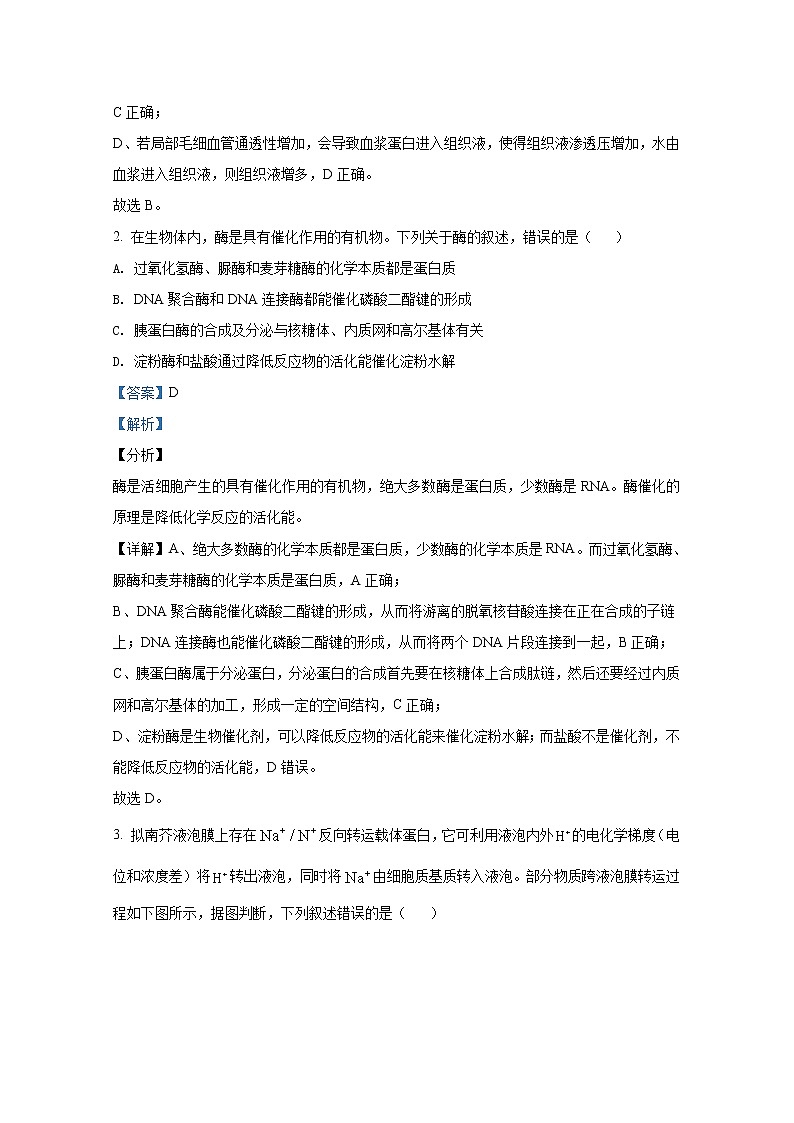 2021年八省联考湖北省生物试卷及答案解析（原卷+解析卷）02