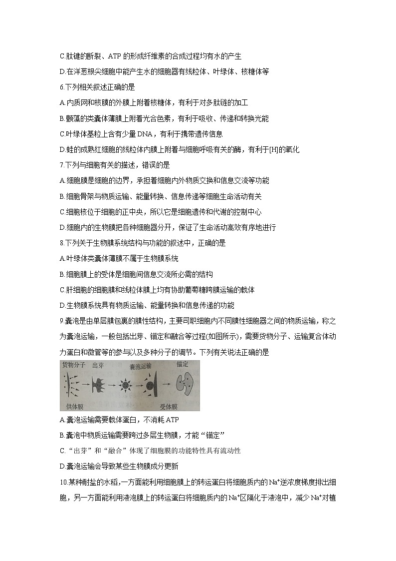 2020-2021学年河南省豫南九校高一下学期第一次联考 生物 试卷02