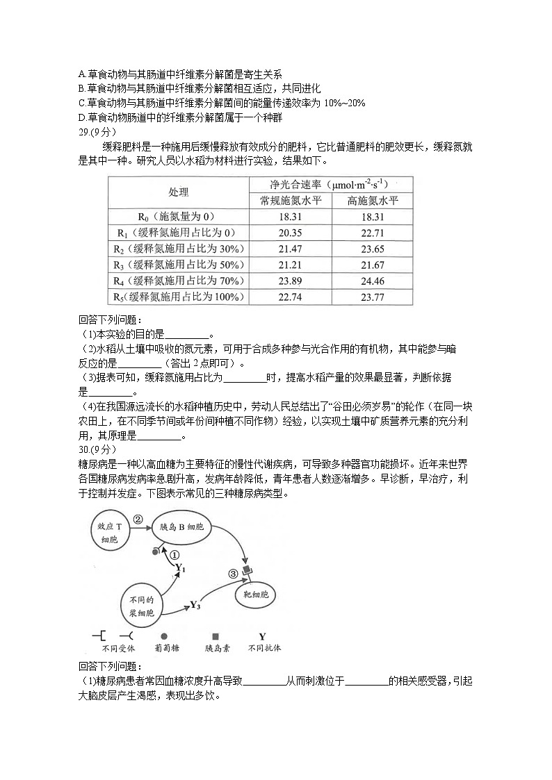 云南省昆明市2021届高三生物3月二模试题02