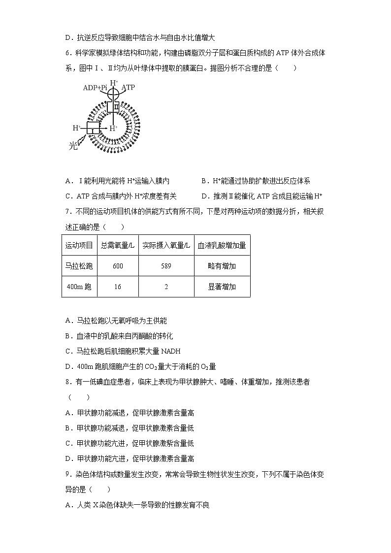2021届福建省福州市高三4月质量检测生物试题（word版 含答案）02